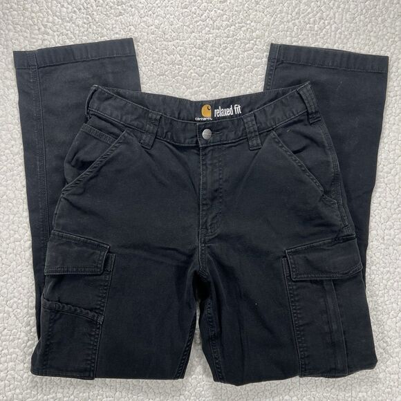 Carhartt Relaxed Fit Cargo Pants 31x32 (Actual 28x29.5) Black Utility Workwear - Picture 1 of 10